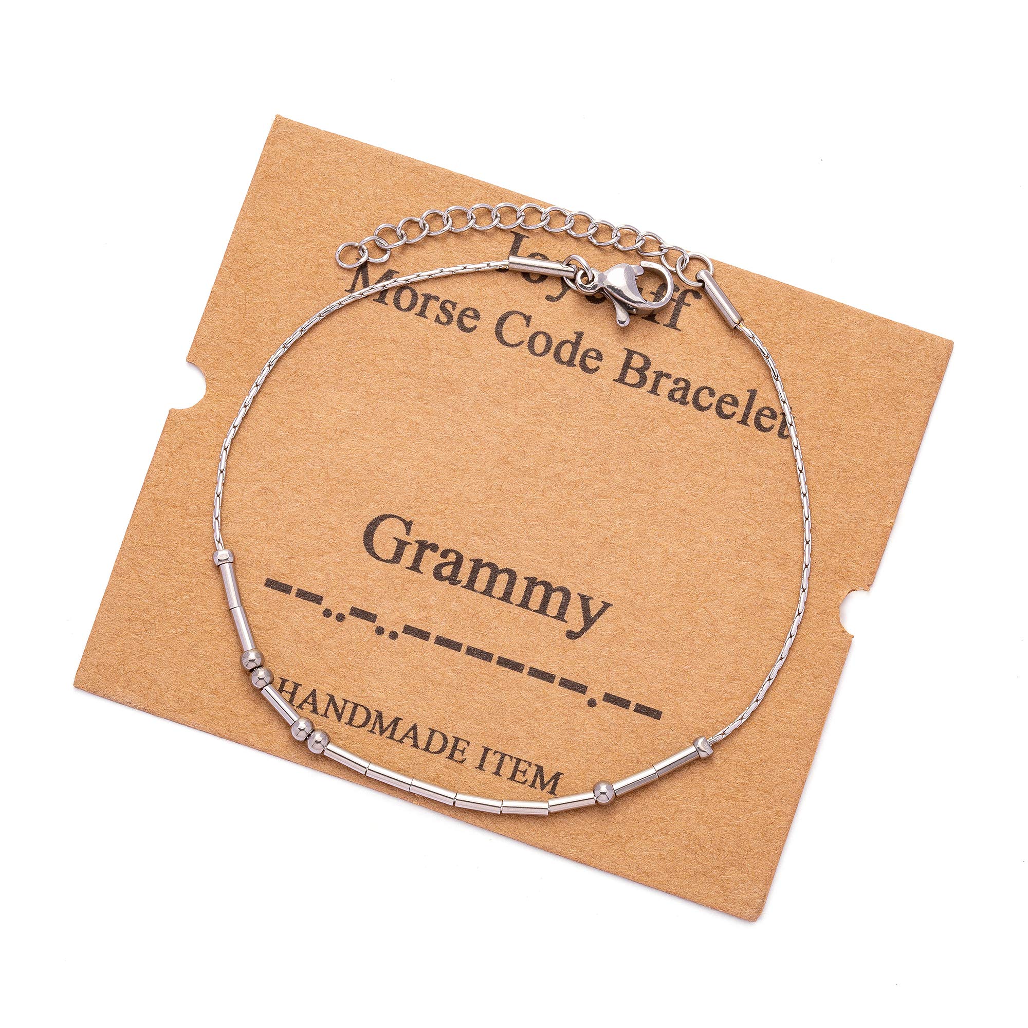 JoycuFF Grammy Gifts for Women Morse Code Bracelets for Women Mother Mom Mothers Day Birthday Christmas Stianless Steel Jewelry 