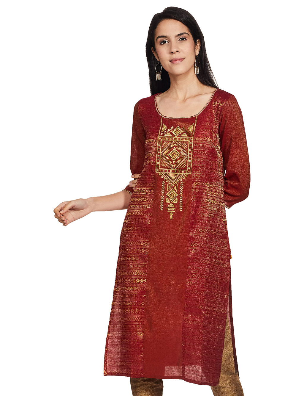 Aurelia Dark Geometric Printed Printed Cotton Regular Kurta For Women