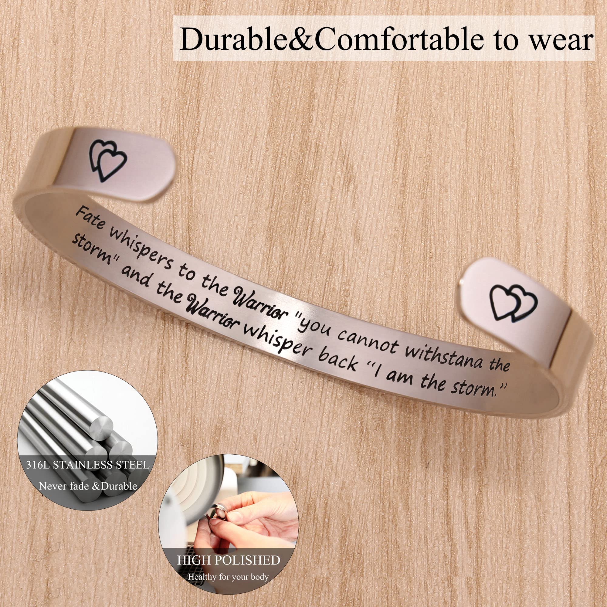 Btysun Inspirational Bracelets for Women Motivational Gifts for Her Warrior Encouragement Birthday Cancer Survivor Gifts for Fri