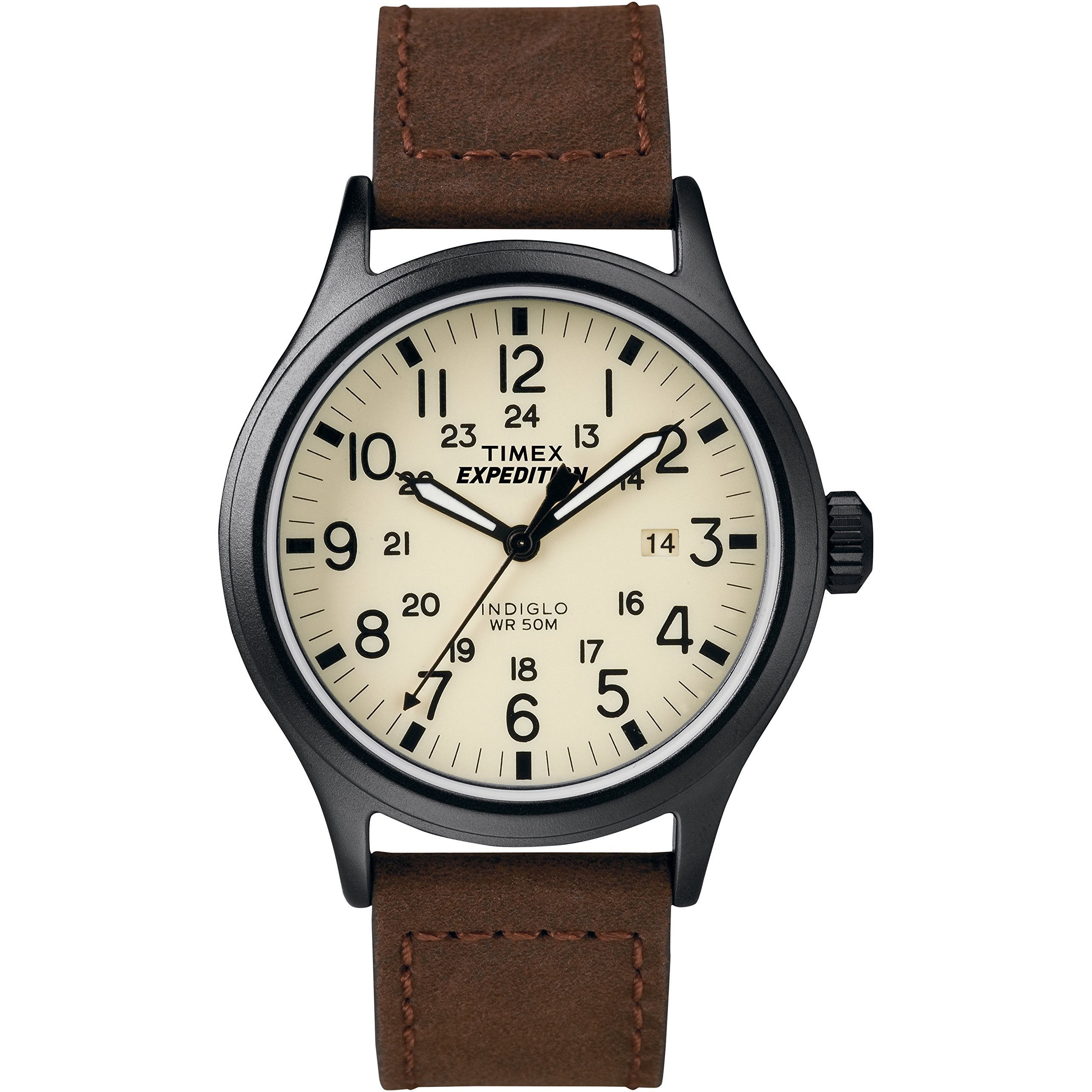 Timex Men's T49963 Expedition Scout Brown Leather Strap Watch