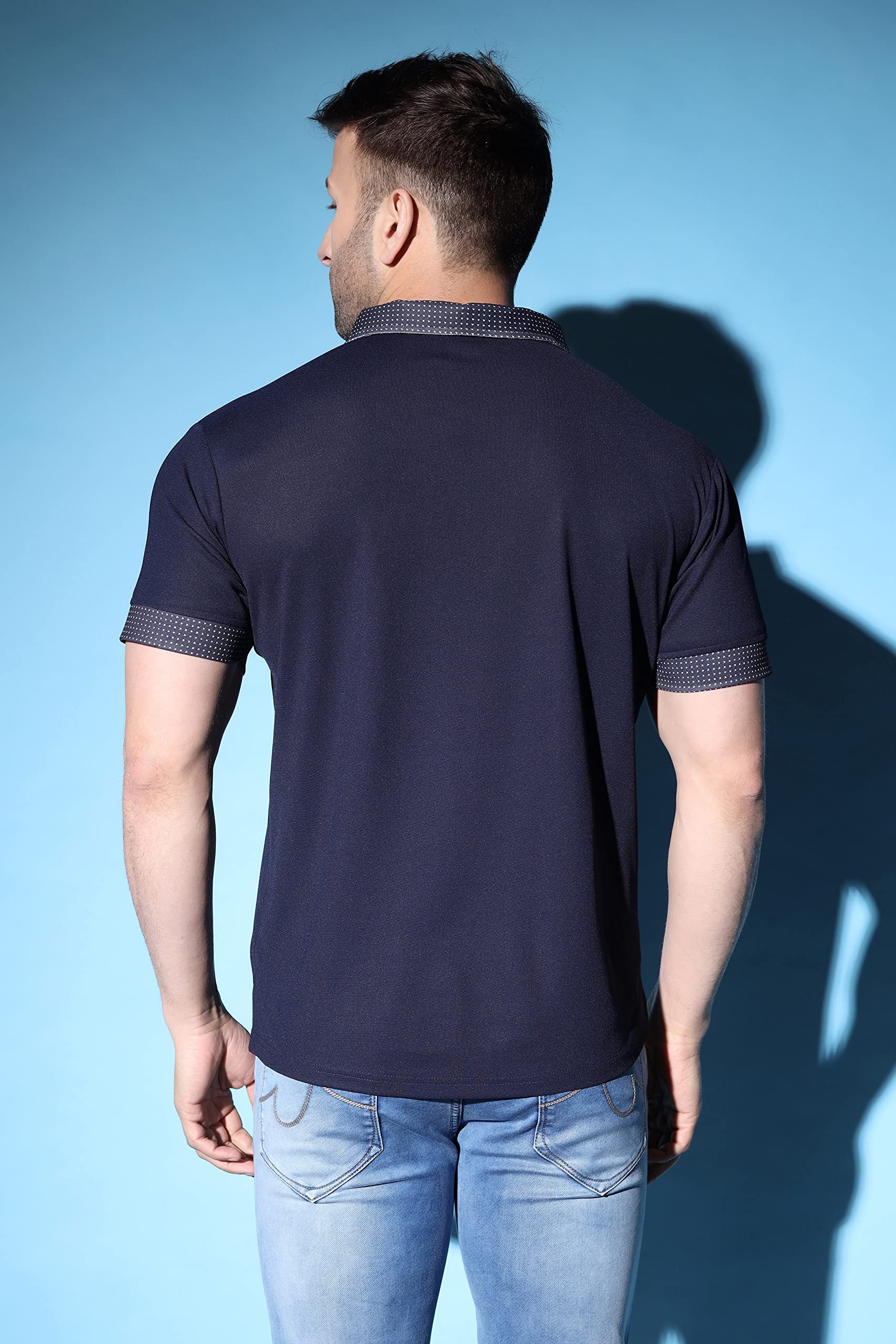 Leriya Fashion Tshirt For Men | Cotton Polyester | Dot Print Polo Neck | Regular Fit Solid T-Shirt For Boys | Suitable For Regul