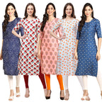 Pinkmint Womens Crepe Digital Print Straight Kurta (Pack of 5) [S-366-342-368-334-353-XXL]