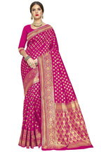 Glory Sarees Womens Jacquard Art Silk Kanchipuram Saree (kara115pink_Pink)