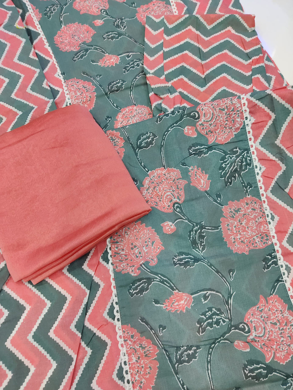 Gosriki Women'S Cotton Blend Straight Solid Kurta With Pant & Dupatta (Rinki Sty-Go)