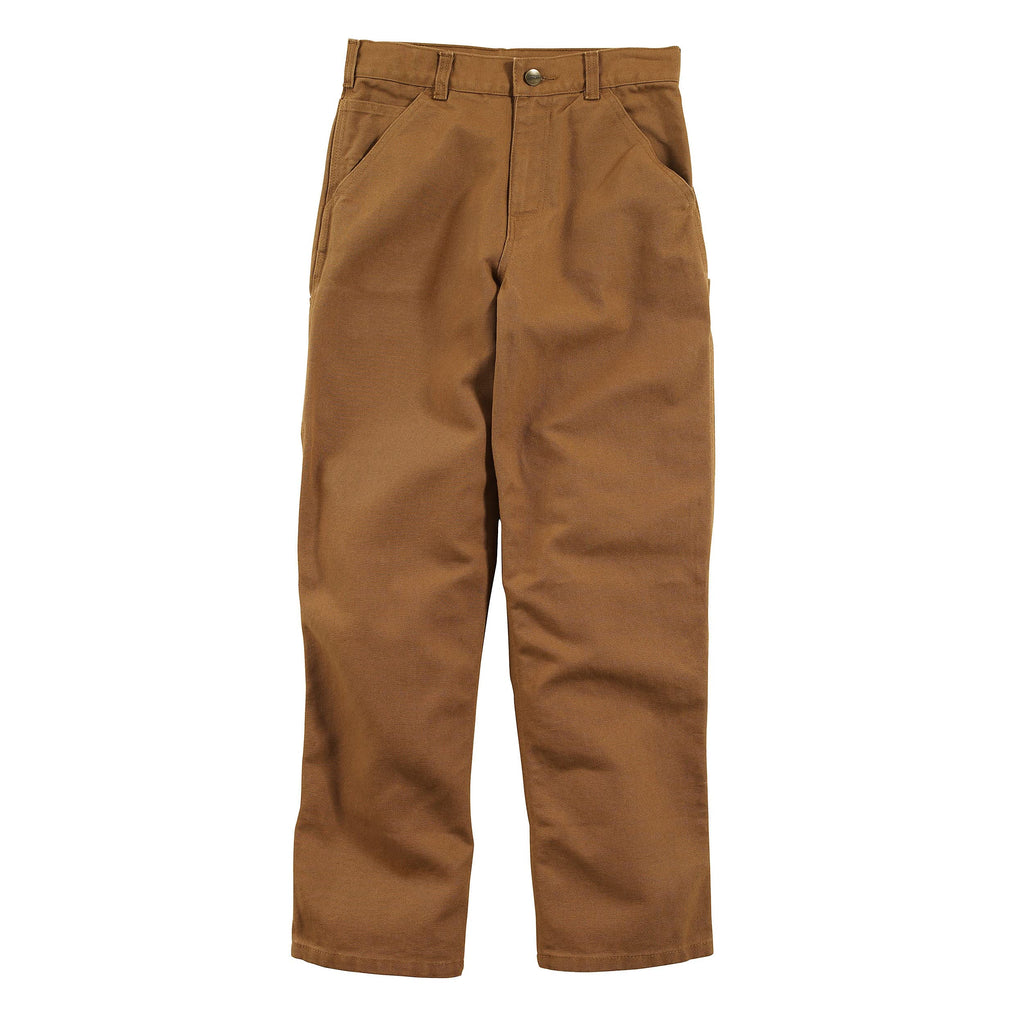 Carhartt Boys' Washed Dungaree Pants (Lined and Unlined), Brown, 6
