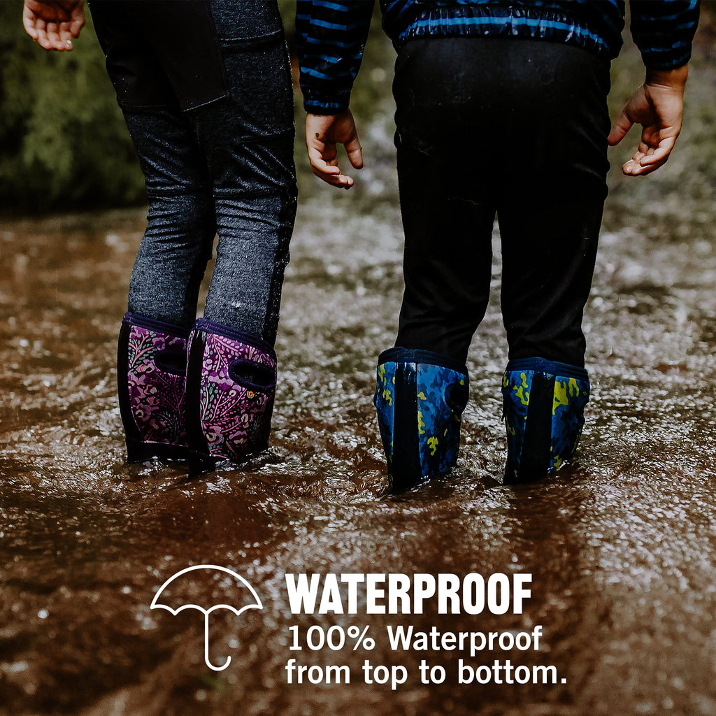 BOGS York Boys and Girls Waterproof Insulated Rubber and Neoprene Winter Rain Boot, Solid Black, 6 US Unisex Big Kid