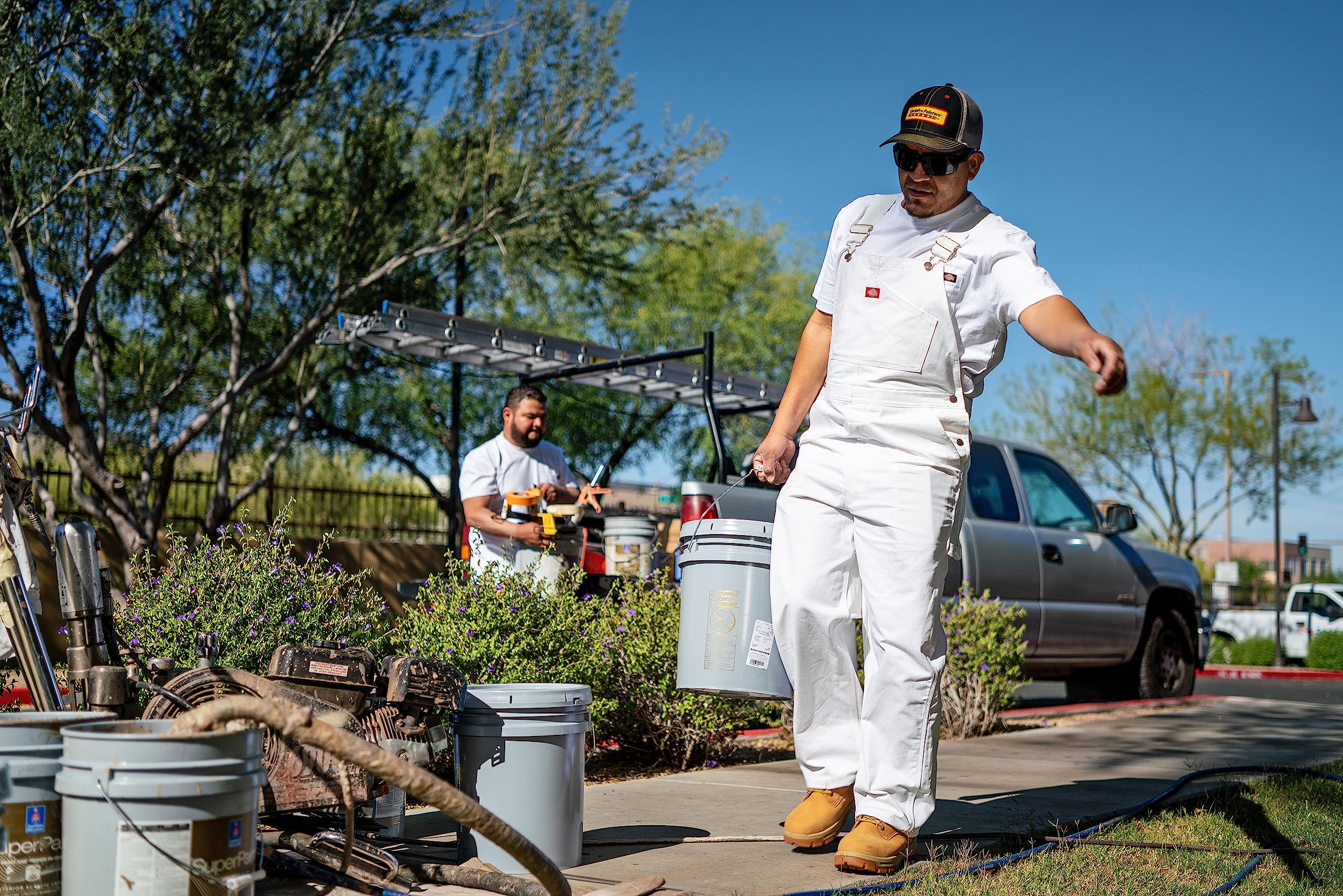 Dickies mens Painters Bib overalls and coveralls workwear apparel, White, 30W x 32L US