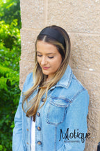 Motique Accessories Black 2 Inch Wide Satin Hard Headband with No Teeth Head band for Women and Girls