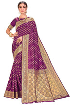 Glory Sarees Womens Jacquard Silk Blend Saree (kara128_Wine
