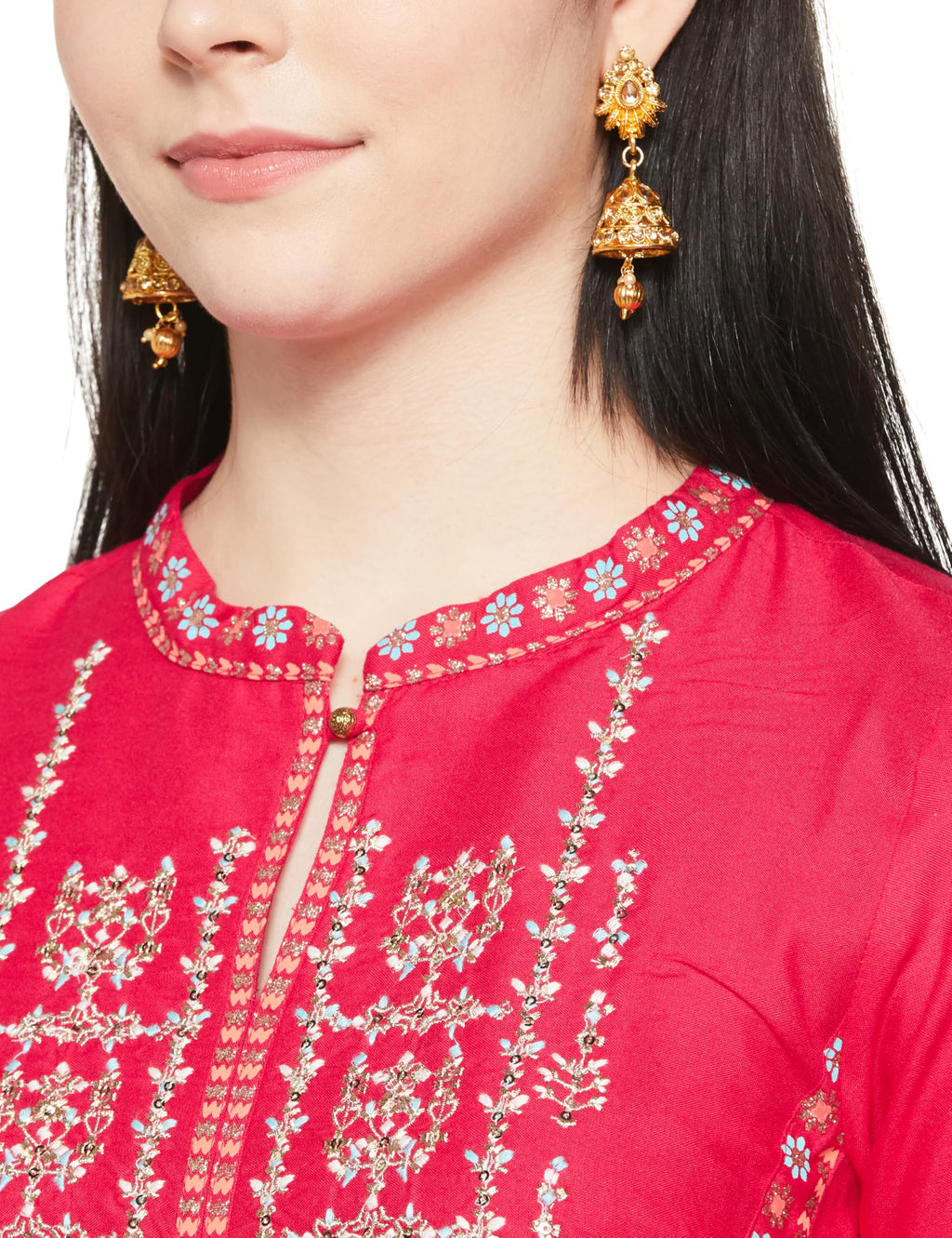 W For Woman Purple Embroidered Straight Kurta And Straight Pants Set