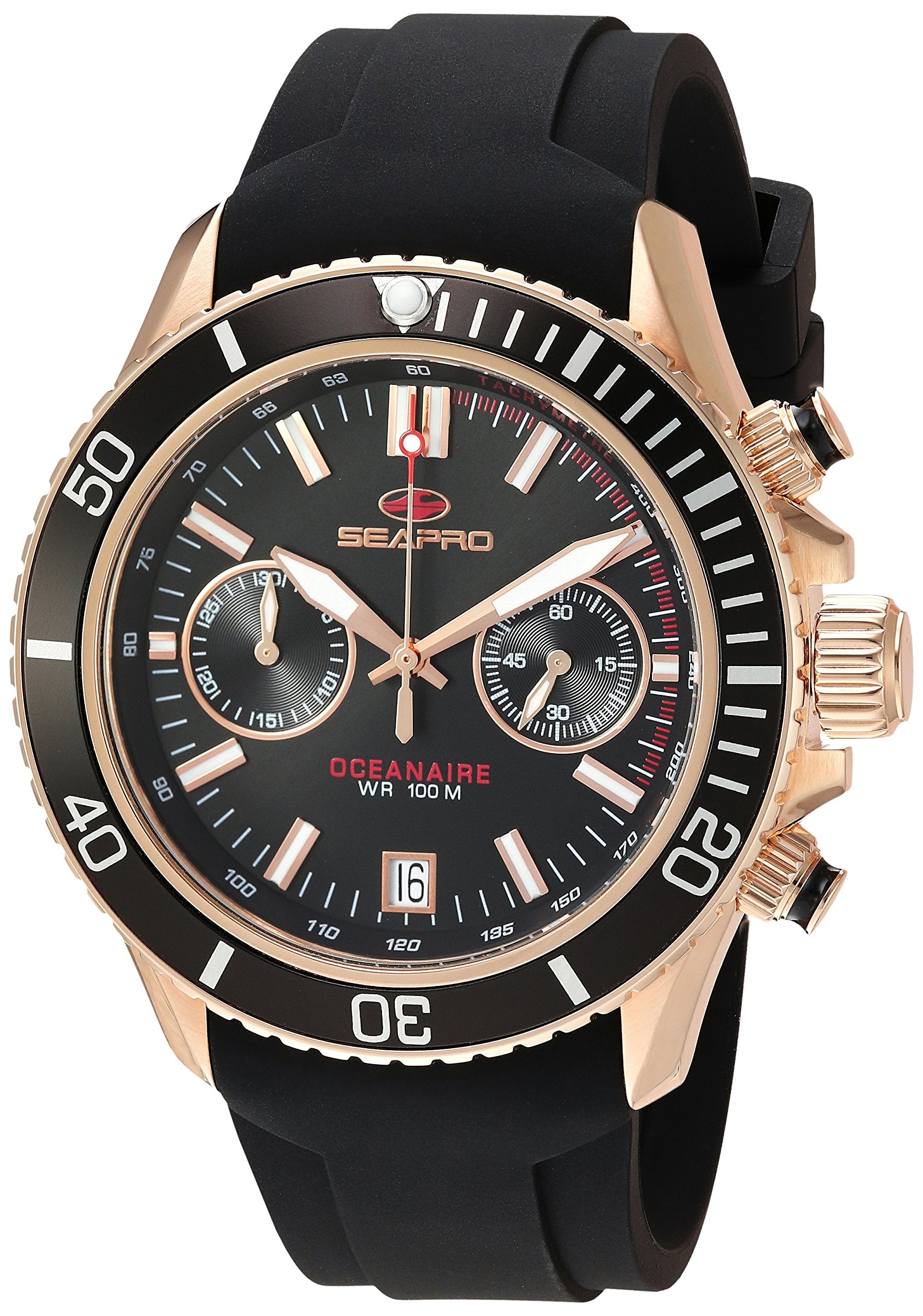 Seapro Men's SP0333 Scuba Dragon Analog Display Quartz Black Watch