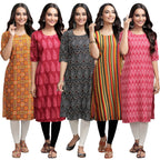 Pinkmint Womens Crepe Digital Print Straight Kurta (333-337-373-356-328-XL) [Pack of 5]