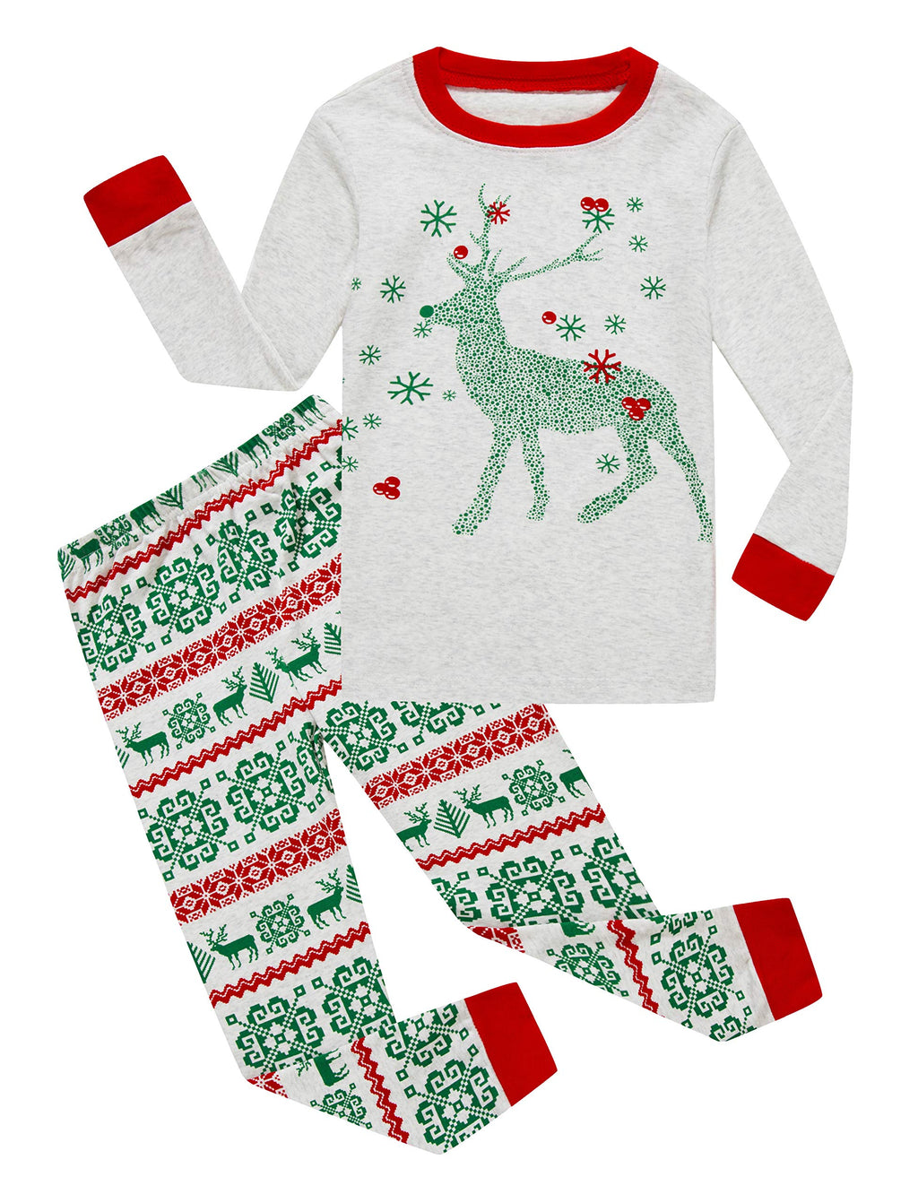 Family Feeling Baby Girls Boys Long Sleeve Christmas Pajamas Sets 100% Cotton Pyjamas Toddler Infant Kids 18-24 Months Reindeer