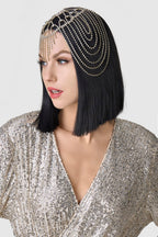 BABEYOND Vintage Style Roaring 20s Crystal Rhinestone Flapper Cap Headpiece Head Jewelry Chains
