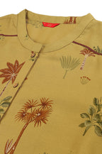 W For Woman Mustard Rayon Printed Button Down Kurta