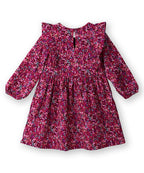 Beebay Kids Girls Abstract Print Ruffle Dress Maroon