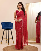 Vairagee Women Soft Georgette Stylish Printed Ready To Wear Saree With Unstitched Blouse