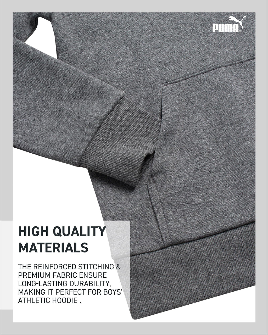 PUMA Boys' Athletic Hoodie - Fleece Pullover Hoodie Sweatshirt with Kangaroo Pockets - Fashion Hoodies for Boys (Sizes: 8-20), S