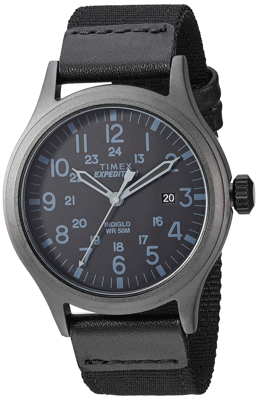 Timex Men's Expedition Scout 40mm Watch - Black Case Black Dial with Black Fabric & Leather Strap