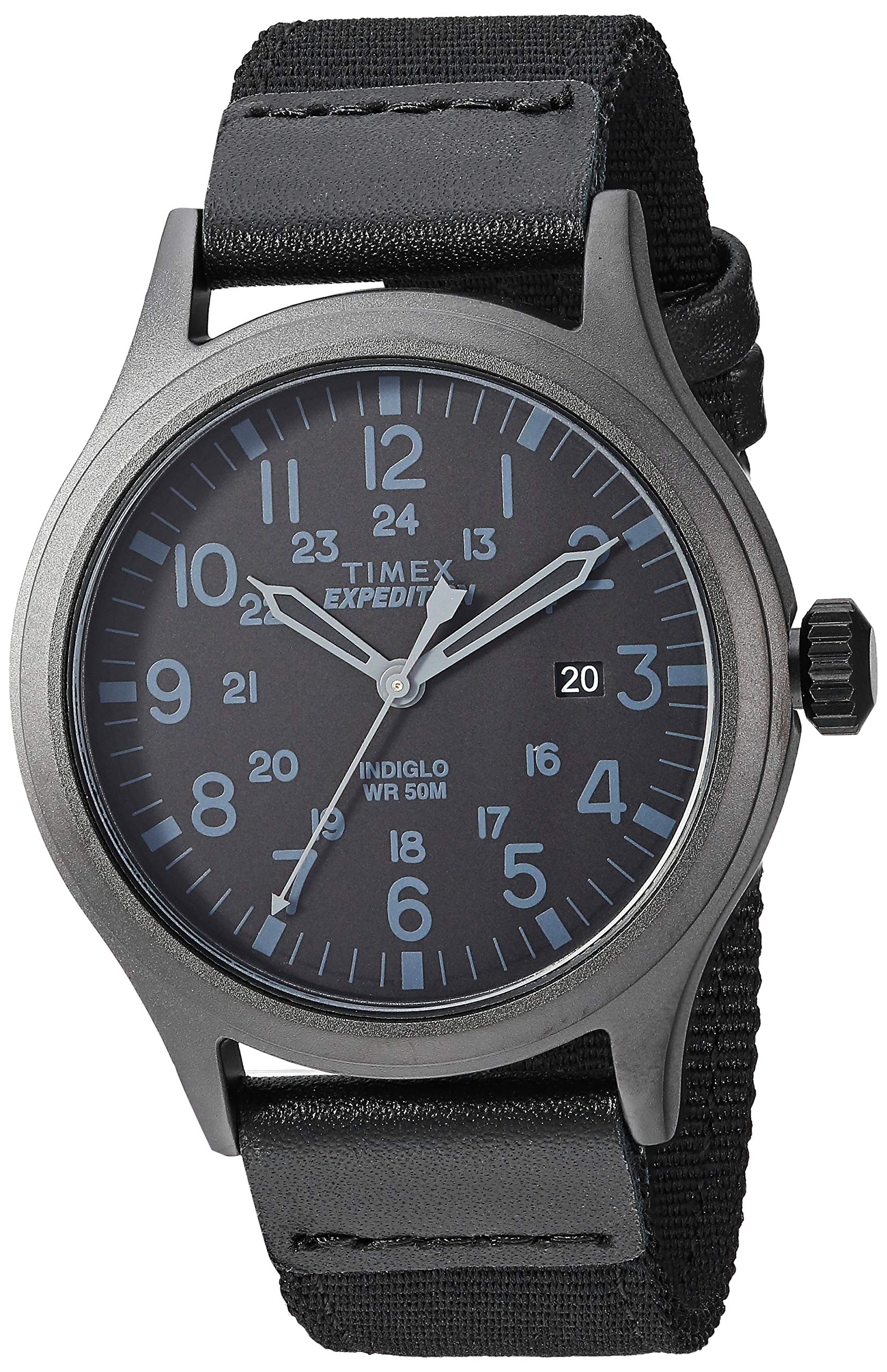Timex Men's Expedition Scout 40mm Watch - Black Case Black Dial with Black Fabric & Leather Strap