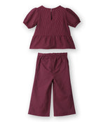 Beebay Kids Girls Pinstriped peplum co-ord set Maroon