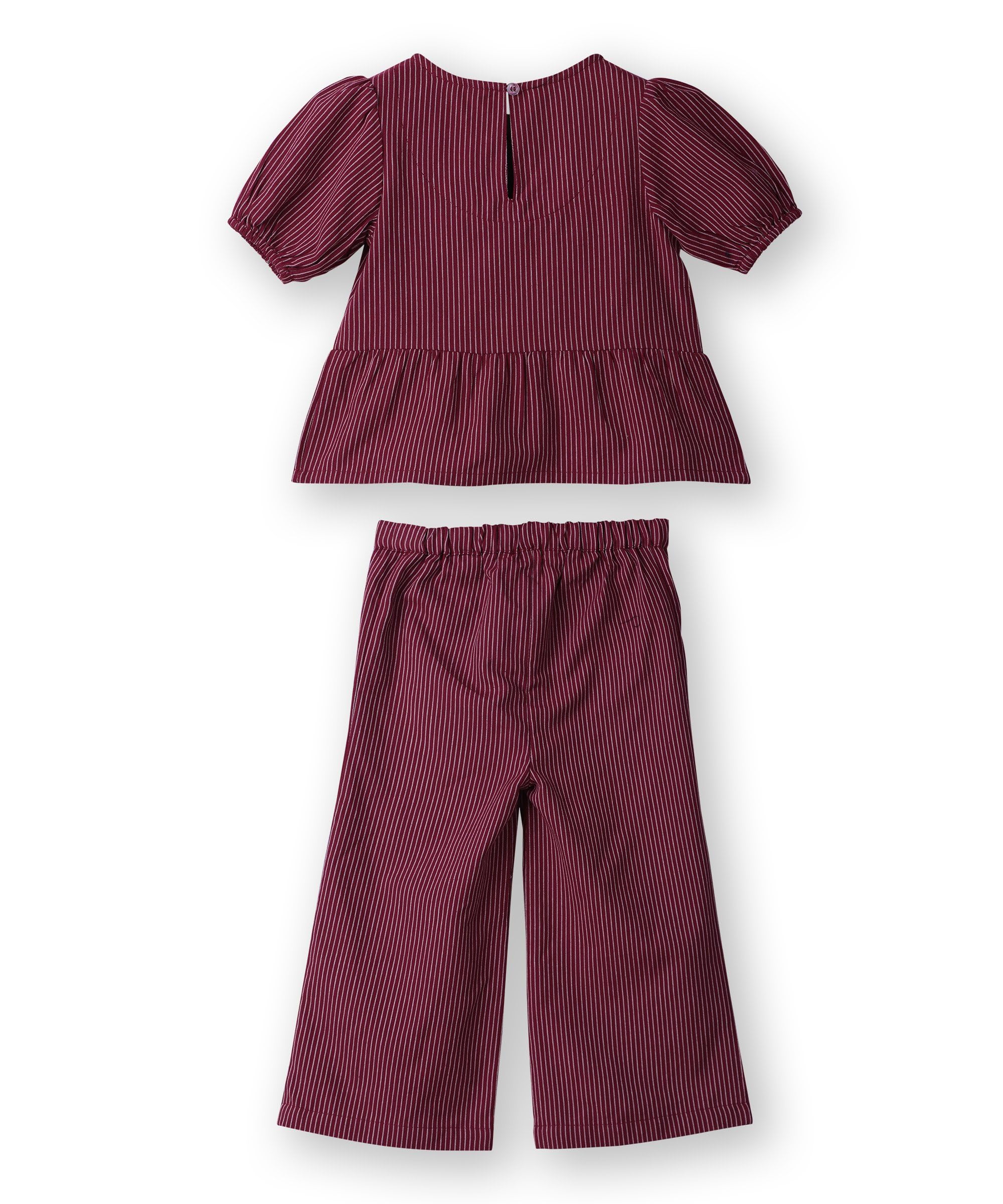 Beebay Kids Girls Pinstriped peplum co-ord set Maroon