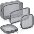 Weewooday 4 Pcs Mesh Makeup Bag Mesh Cosmetic Bag Travel Toiletry Bag Pouch with Zipper Mini Portable Makeup Cosmetic Travel Toi