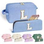 YOOLIFE Wedding Gifts Bridesmaid Gifts - Monogram Cute Blue Makeup Bags Cosmetic Toiletry Pouch Make Up Case for Women Her Best 