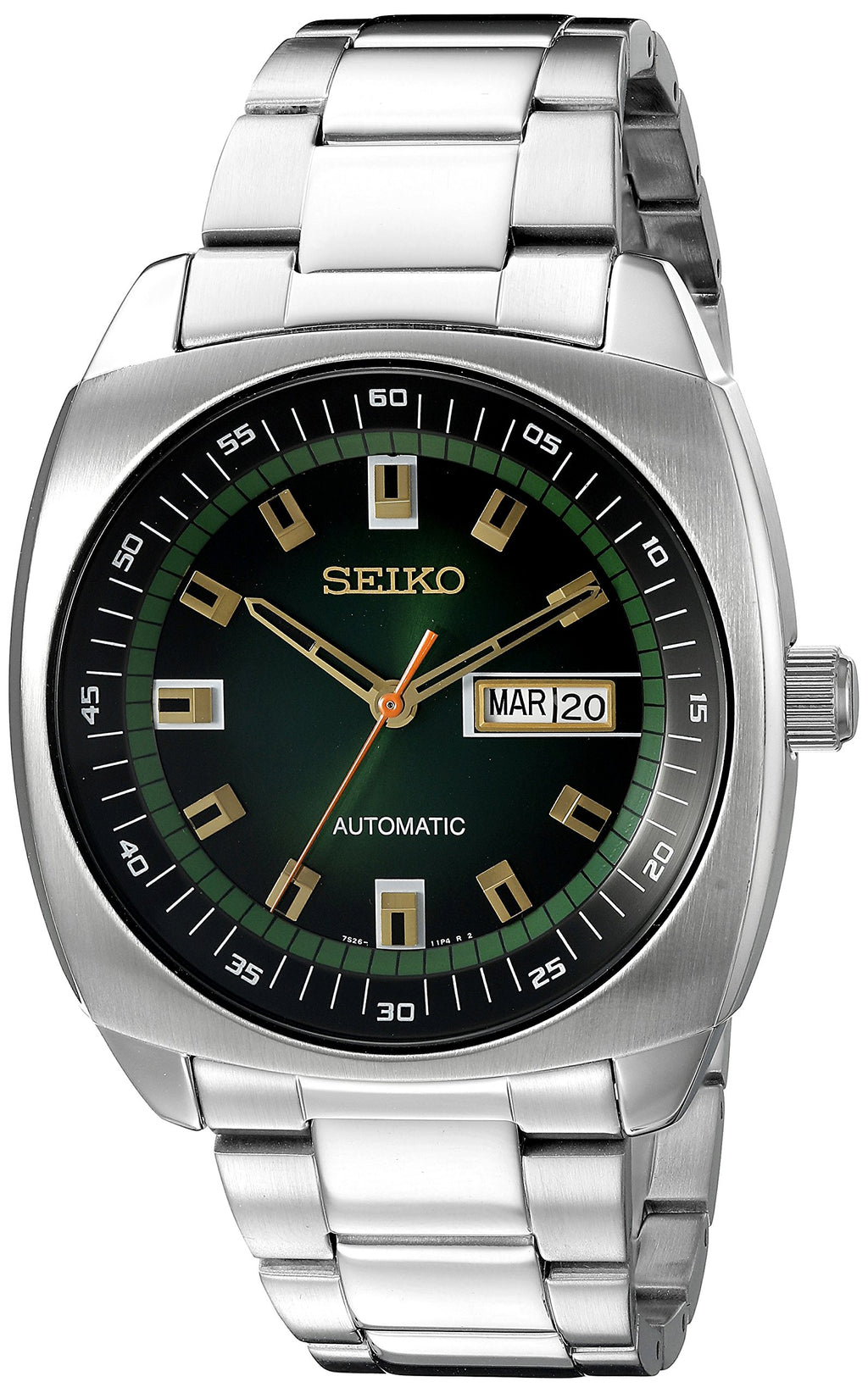 SEIKO Recraft Automatic Watch - Green Dial, Stainless Steel, Day/Date Calendar, 50m Water Resistant, 41hr Power Reserve