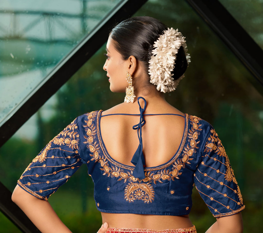 Pujia Mills WomenS Readymade Blouse Embroidery Multi Coding Maggam Work Sequence Work Indian Ethnic Designer Stitched Readymade