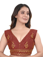 Pujia Mills WomenS V Neck Embroidery Readymade Saree Blouse For Lehenga Choli
