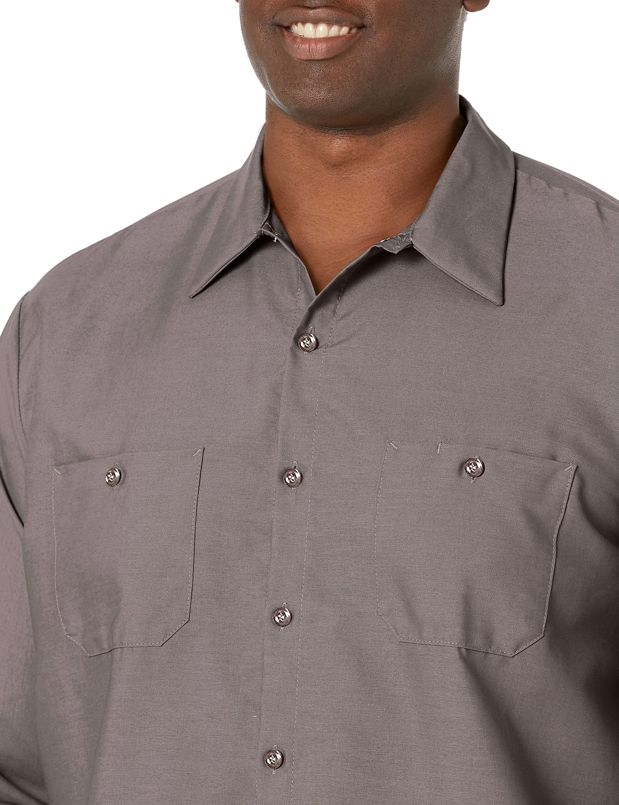 Red Kap Mens Industrial Work Shirt, Regular Fit, Long Sleeve, grey, 5X-Large