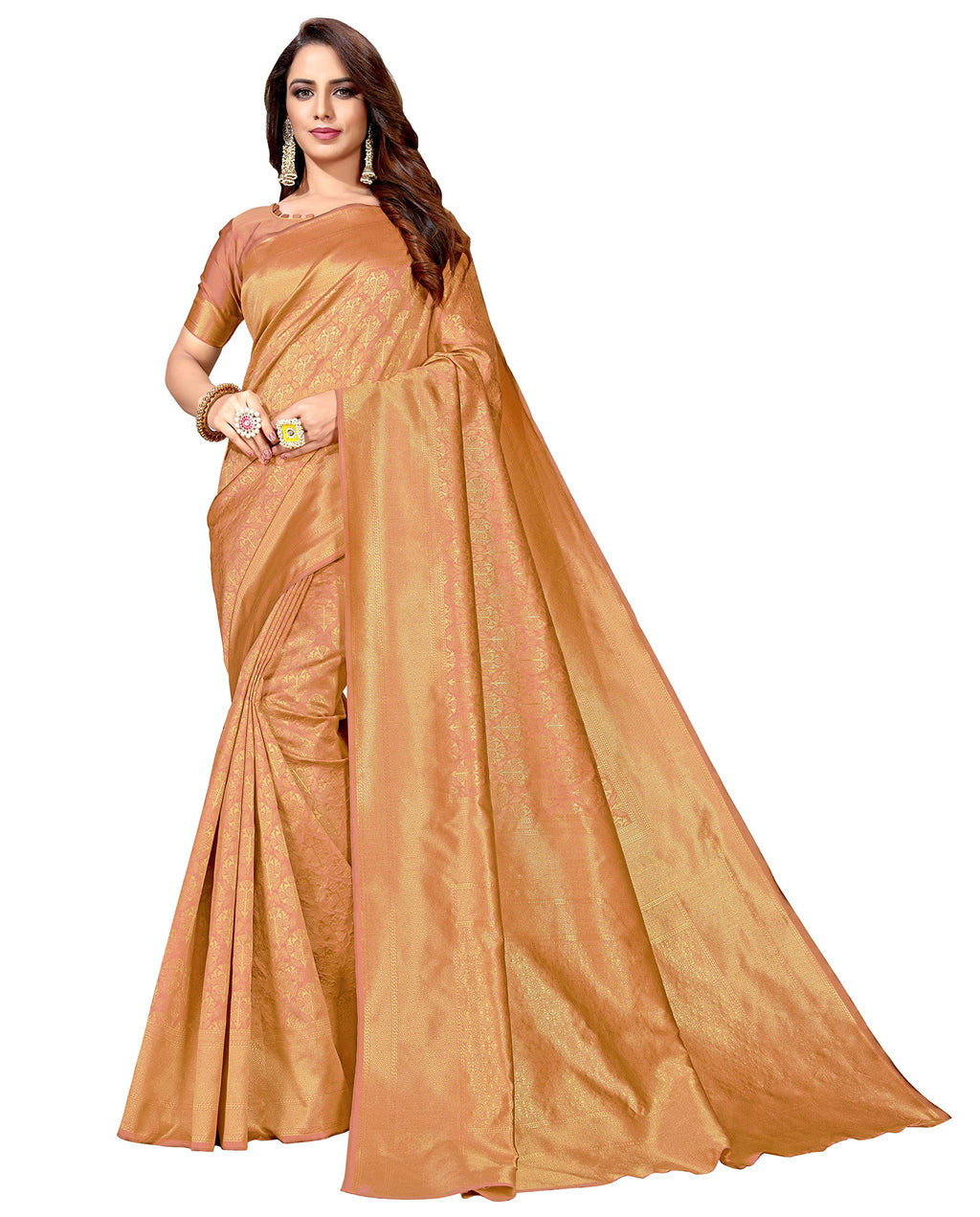 Glory Sarees Womens Kanchipuram Silk Saree With Blouse Piece (kara102copper_Brown)