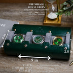 Watch Case for Men - Watch Roll Travel Case - Storage Organizer and Display - Royal Green