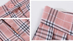 Women's Buffalo Plaid Skirt Pleated Cosplay Costumes Skirts (3XL,Pink Mixed White)