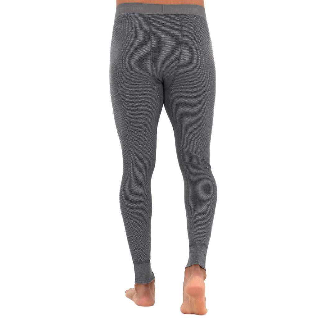 Fruit of the Loom Men's Recycled Premium Waffle Thermal Underwear Long Johns Bottom (1, 2, 3, and 4 Packs), Black/Greystone Heat