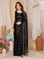 Vairagee Women Soft Rimzim Silk Striped Pattern Ready To Wear Embroidery Saree