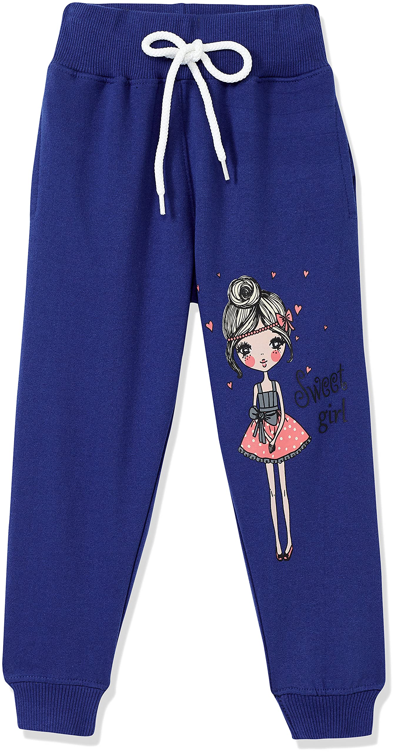 T2F Girls Regular Fit Printed Cotton Joggers Track Pants