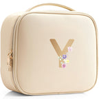 Vlando Teacher Appreciation Gifts for Women,Large Makeup Case Bag,Personalized Gifts for Girlfriend Wife Sister(Letter Y)