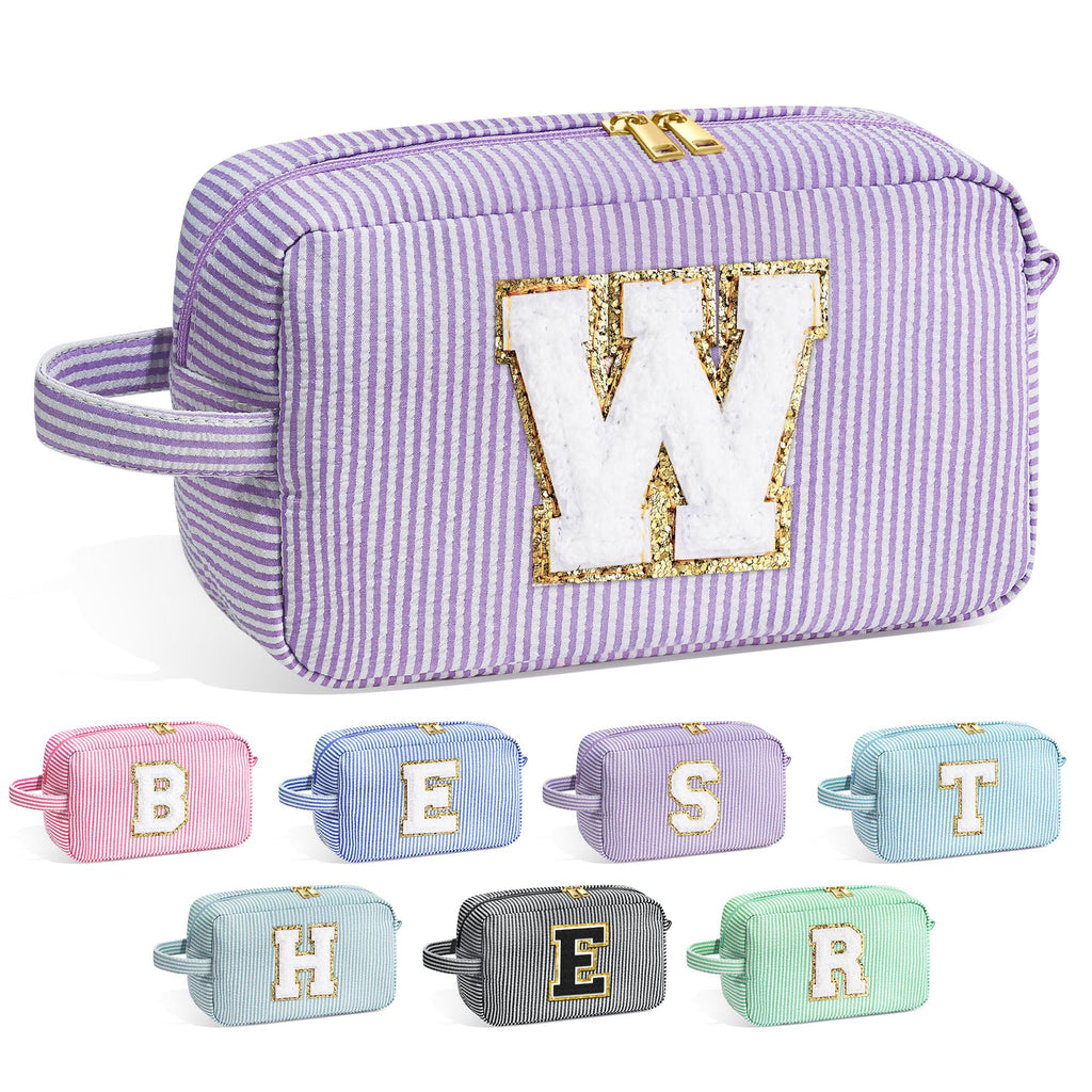 YOOLIFE Travel Makeup Bag - Personalized Monogram Initial Makeup Bags Cosmetic Toiletry Bag Pouch for Women, Mom, Her Best Frien