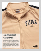 PUMA Boys' Pants Set - 2 Piece Tricot Athletic Zip Up Jacket Sweatshirt and Active Jogger Pants - Boys Activewear Set (4-16), Si