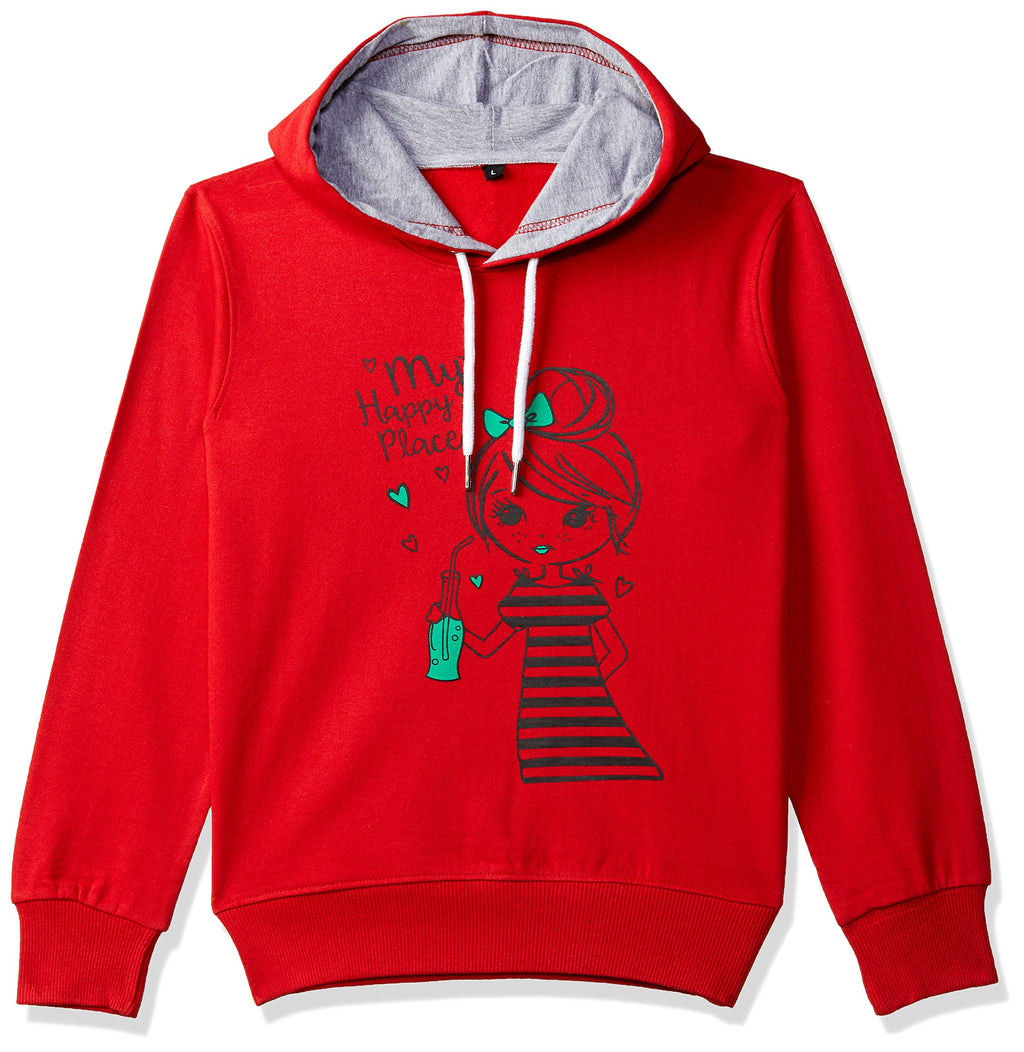 T2F Girls Cotton Hooded Neck Sweatshirt