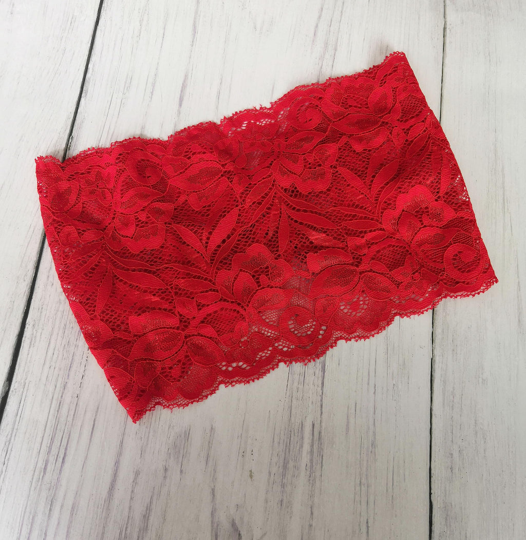 Stretch Lace Headbands: Wide Turban Headwraps and Yoga Headbands for Women (Red, One Size)