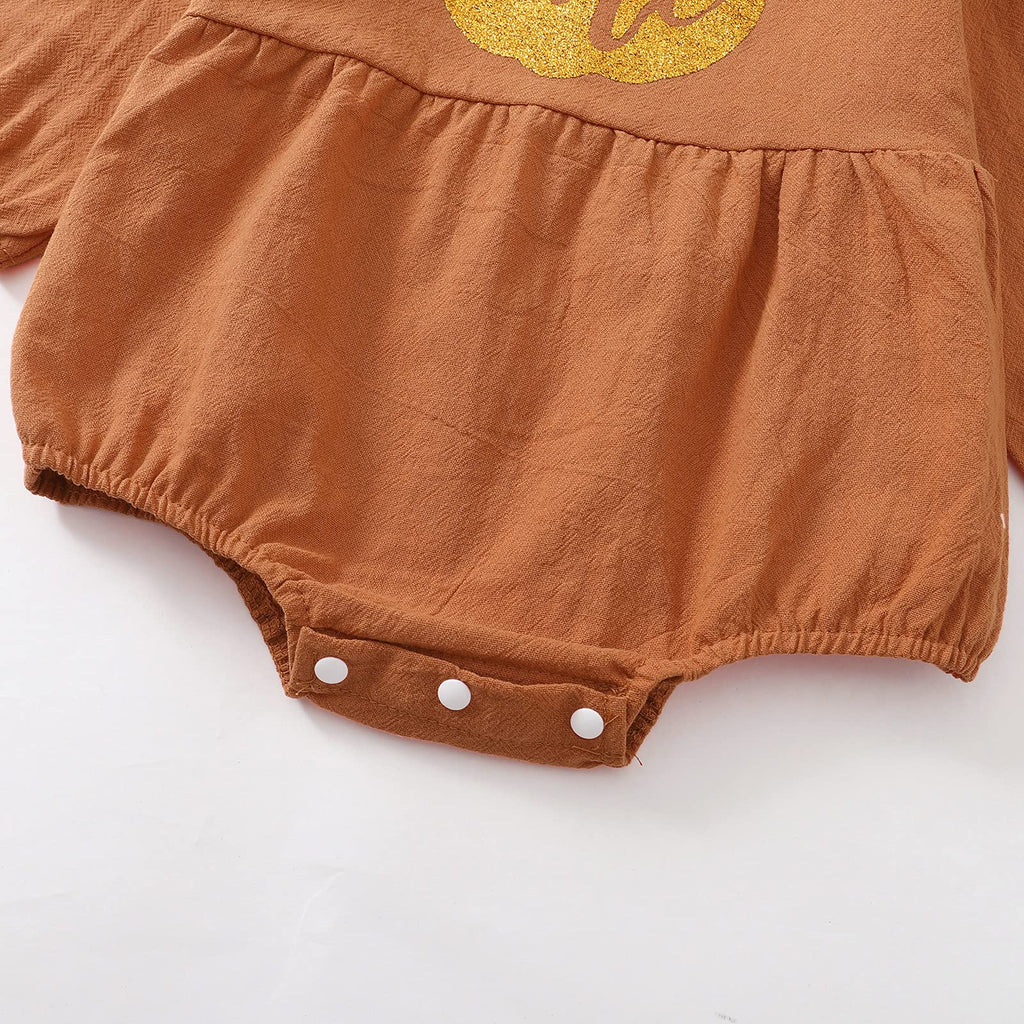 Shalofer Baby Girl Thanksgiving Outfit Pumpkin Thanksgiving Clothes 1st Birthday Bodysuit(Orange Pumpkin)