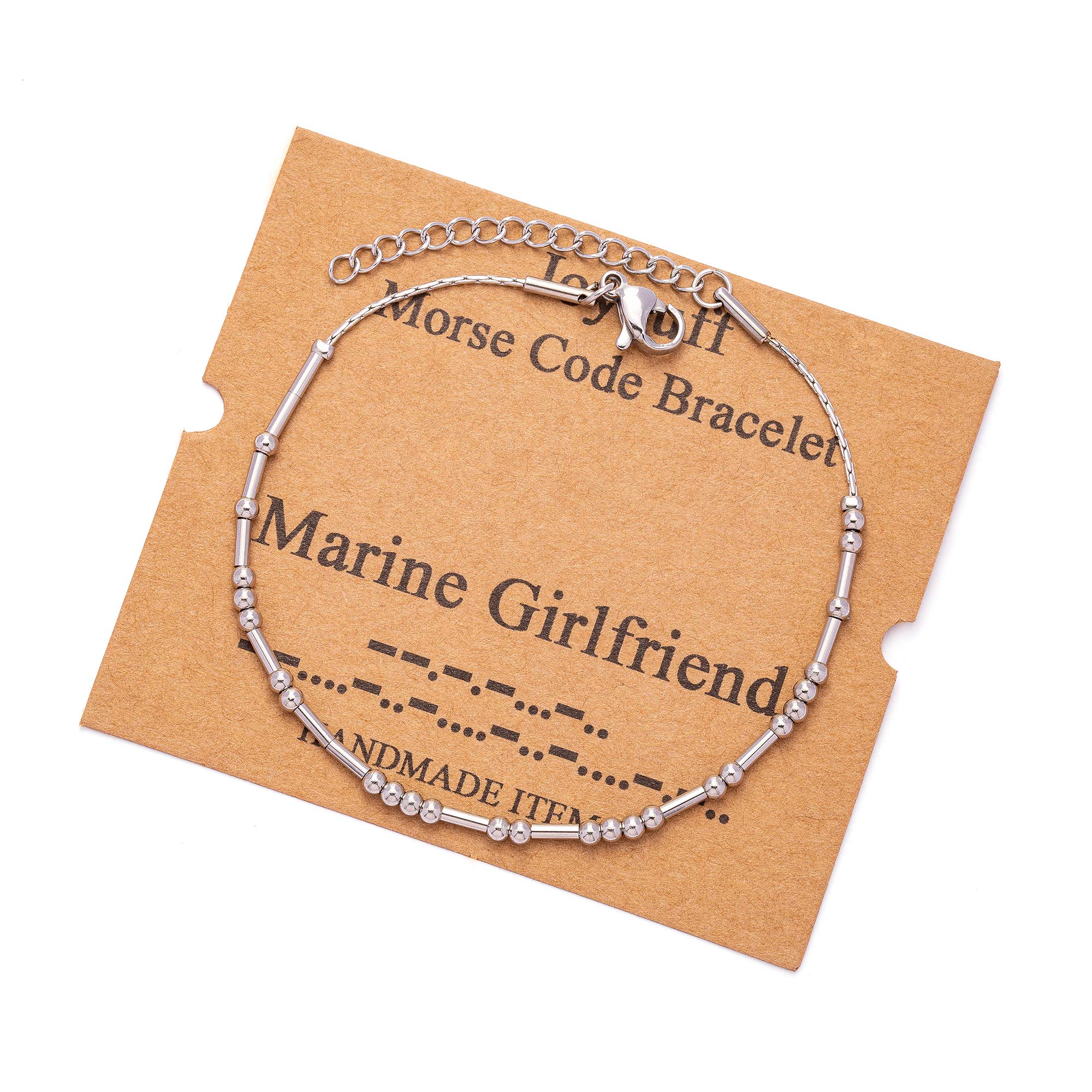 Marine Girlfriend Morse Code Bracelets for Women Motivational Valentine's Day Gifts for Girlfriend Encouragement Empowerment Chr