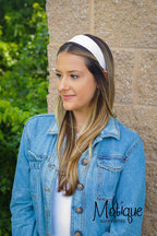 Motique Accessories White 2 Inch Wide Satin Hard Headband with No Teeth Head band for Women and Girls