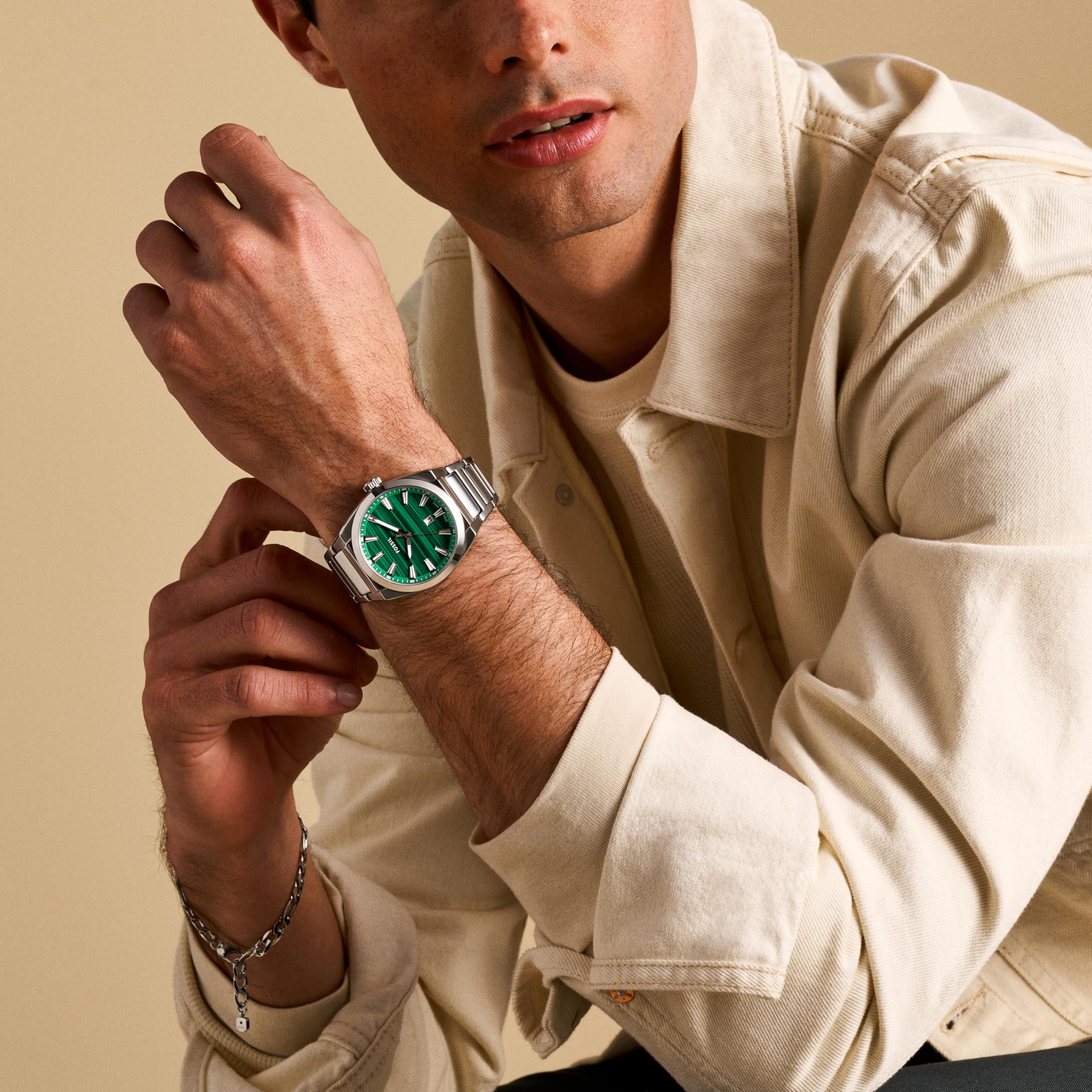 Fossil Men's Everett Quartz Stainless Steel Three-Hand Watch, Color: Silver (Model: FS6056)