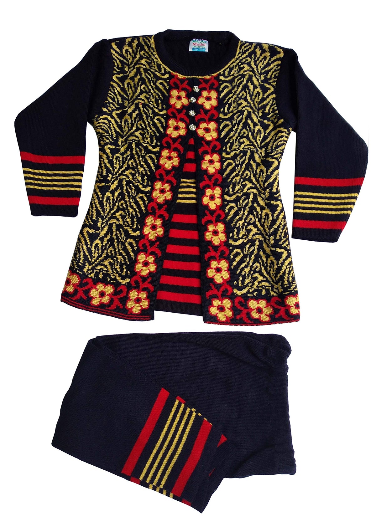 Kuku Hosiery Girlish Woolen pajami Suit(Black, Size: 24) 24