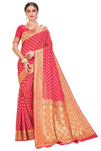 Glory Sarees Womens Jacquard Silk Blend Saree (kara128_gajari