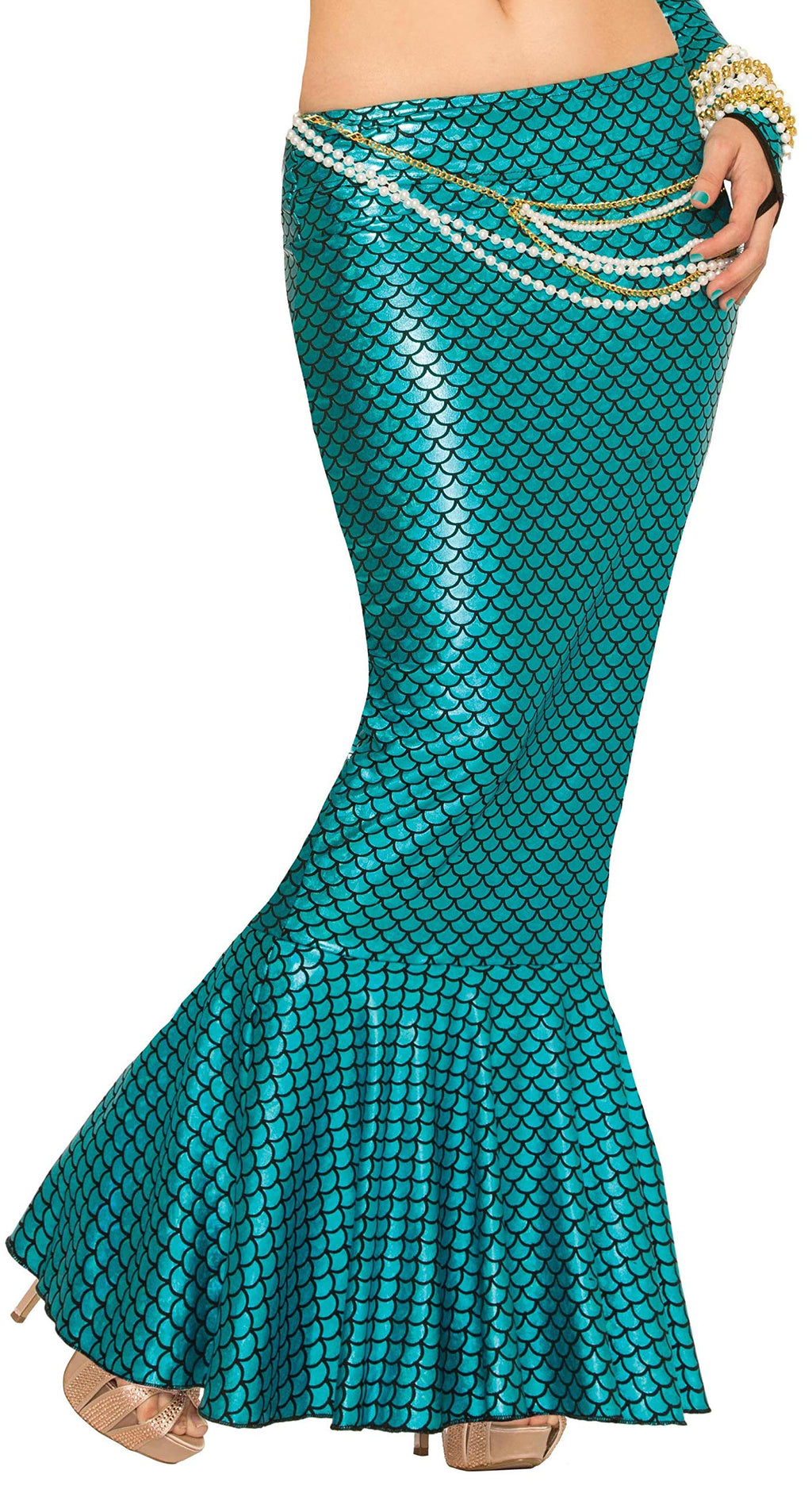 Forum Novelties Women's Mermaid Costume Long Tail Skirt, Blue, Standard
